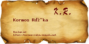Kormos Réka névjegykártya